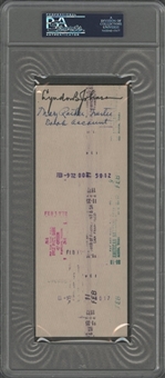 1972 Lyndon Johnson Signed and Encapsulated Endorsed Check (PSA/DNA)
